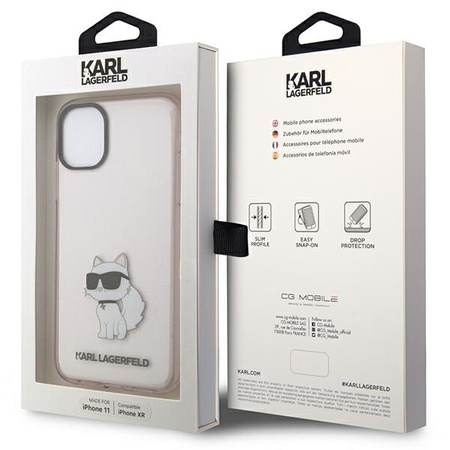 Original Handyhülle IPHONE 11 / XR Karl Lagerfeld Hardcase Ikonik Choupette (KLHCN61HNCHTCP) rosa