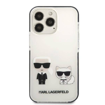 Original Handyhülle IPHONE 13 PRO Karl Lagerfeld Hardcase Karl&Choupette weiß