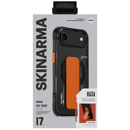 Etui Skinarma Haxa do iPhone Air         Magnetic Charging + Grip Stand grafitowy
