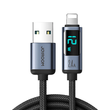 Lightning cable - USB A 2.4A 1.2m with LED display Joyroom S-AL012A16 - black