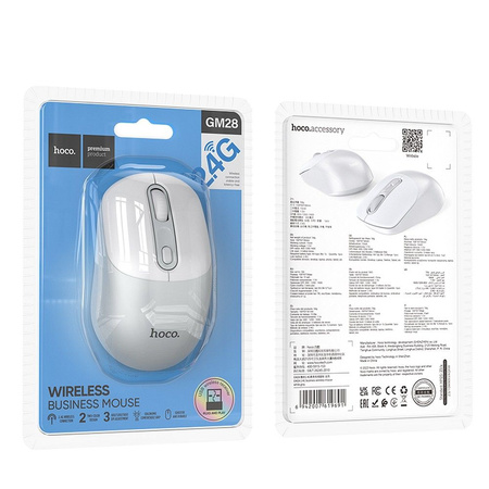 HOCO mysz bezprzewodowa 2.4G GM28 biało szara