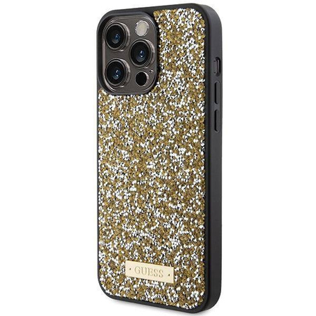 Guess nakładka do iPhone 15 Pro Max 6,7" GUHCP15XPFGSBSD żółta HC Rhinestone Metal Logo