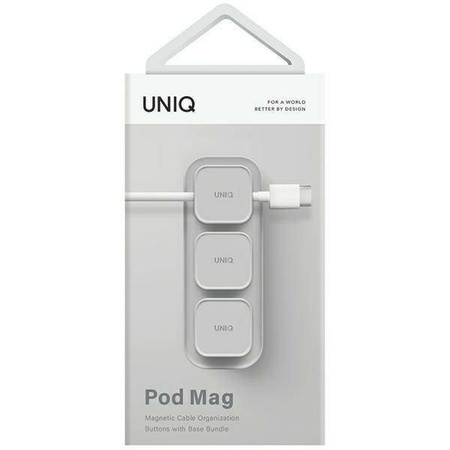 UNIQ Pod Mag magnetyczny organizer do kabli + baza szary/chalk grey