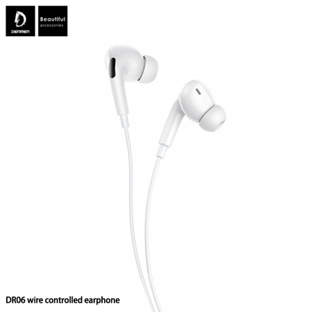 SŁUCHAWKI UNIWERSALNE DENMEN JACK 3,5 CALA BIAŁE DOUSZNE DR06