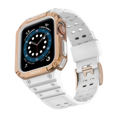 Schutzarmband für Apple Watch 38/40/41 mm Panzergehäuse-Armband - Weiß, Roségold