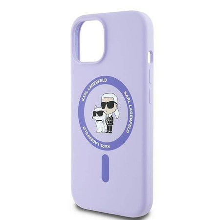 Original Case IPHONE 15 Karl Lagerfeld Hardcase Silicone KC Heads Ring MagSafe (KLHMP15SSCMKCRHU) purple