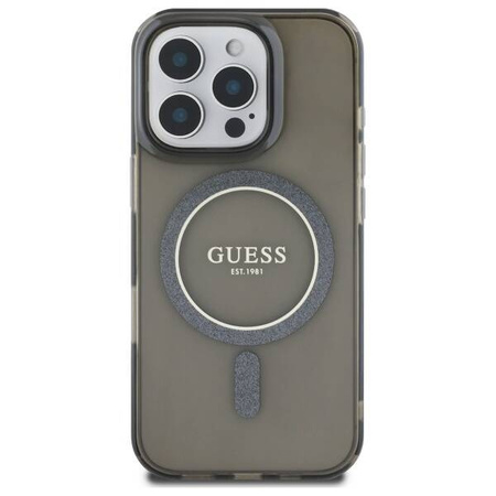 Original Case IPHONE 16 PRO Guess Hardcase IML Glitter Circle MagSafe (GUHMP16LHFGEREK) black