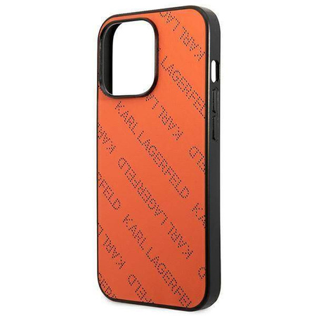 Original Handyhülle IPHONE 13 PRO Karl Lagerfeld Hardcase Perforated Allover (KLHCP13LPTLO) orange