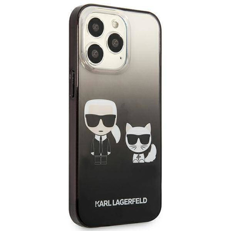 Karl Lagerfeld KLHCP13LTGKCK iPhone 13 Pro / 13 6,1" Hardcase schwarz / schwarz Gradient Ikonik Karl & Choupette