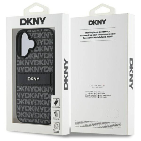 Original Case IPHONE 16 DKNY Hardcase Texture Pattern Tonal Stripe (DKHCP16SPRTHSLK) black