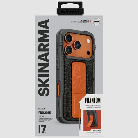 Etui Skinarma Phantom do iPhone 17 Pro Magnetic Charging + Grip Stand oliwkowy