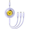 BASEUS zwijany kabel USB do Micro/Lightning/Typ C 3w1 Leo 3.5A 1.1m fioletowy CB000063