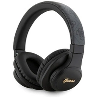 Guess Leather Tone On Tone Script Bluetooth 4G Over-Ear Headphones - Black