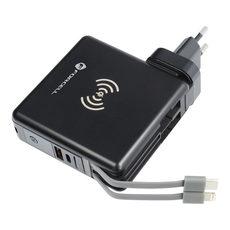 Forcell Wielofunkcyjna Ładowarka 5w1 20W PD z kablem typ C/lightning, power bankiem 10000mAh i ład. bezprzew. 15W