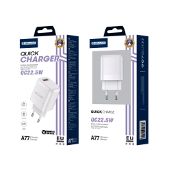JELLICO wall charger A77 22,5W 1xUSB QC3.0 + cable Micro USB White