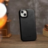 iCarer CE Oil Wax Premium Leather Folio Case skórzane etui iPhone 14 Plus z klapką magnetyczne MagSafe czarny (AKI14220707-BK)