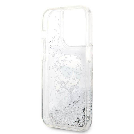 Karl Lagerfeld Liquid Glitter NFT Karl's Head - Etui iPhone 14 Pro (srebrny)