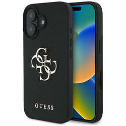 Schutzhülle IPHONE 16 Guess Grained Big 4G Logo Small Classic Logo schwarz