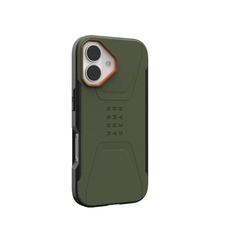 UAG Civilian MagSafe case for iPhone 17 - olive and orange