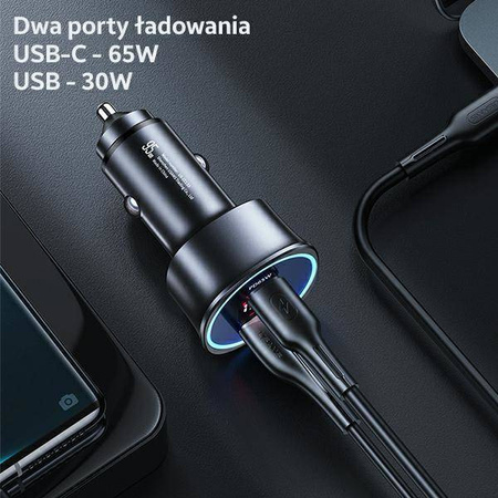 USAMS Ład. sam. 1xUSB+1xUSB-C C26 95W (only head) Fast Charge czarny/black CC146TC01 (US-CC146)