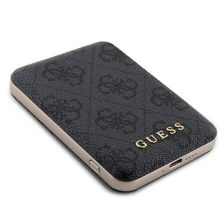 Zestaw Guess GUBPM5P15S4GEMGK iPhone 15 6.1" hardcase + Powerbank 5000mAh MagSafe czarny/black 4G Metal Logo
