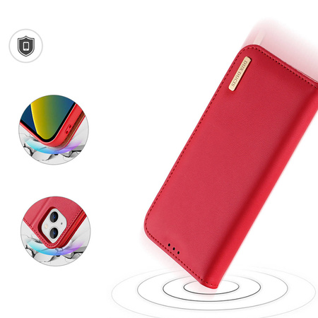 Dux Ducis Hivo echt Leder booktype case schutzhülle aufklappbare hülle für iPhone 14 Plus rot