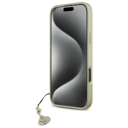 Original Handyhülle IPHONE 16 PRO Guess Hardcase 4G Charms Collection (GUHCP16LGF4GBR) braun