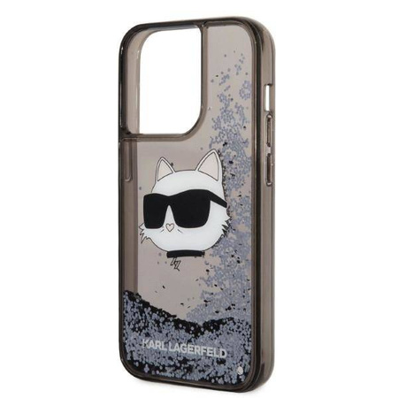 Karl Lagerfeld Liquid Glitter NFT Choupette Head - Etui iPhone 14 Pro (czarny)