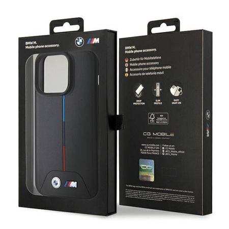 Etui BMW Quilted Tricolor MagSafe na iPhone 15 Pro - czarne