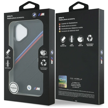 BMW M Tricolor Metal Logo MagSafe Case für iPhone 17 – Schwarz