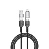 WiWU - Kabel USB serii Raptor Wi-C051 4w1 Fast Charging USB A/USB C do C+L 100W 1,2m - czarny