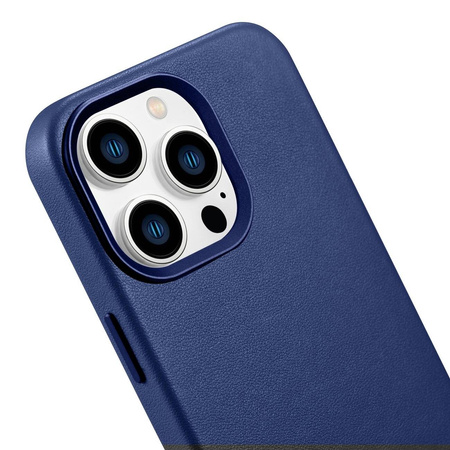 iCarer Case Leather genuine leather case for iPhone 14 Pro Max blau (WMI14220708-BU) (MagSafe compatible)