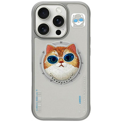 Etui Nimmy Glasses Cool Cat MagSafe do iPhone 16 Pro Max szary