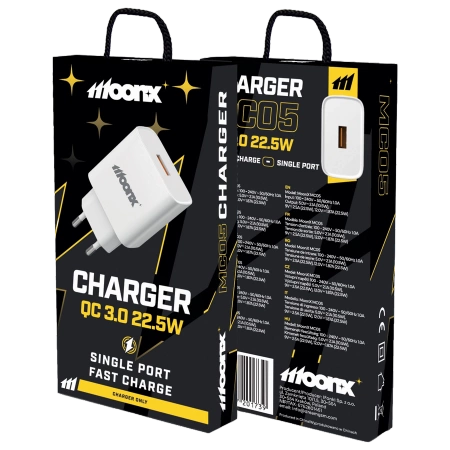 MOONX ładowarka sieciowa MC05 22,5W 1xUSB QC3.0 Biały