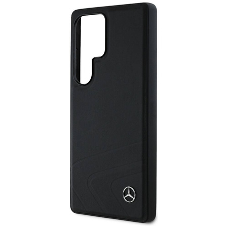 Original Handyhülle SAMSUNG GALAXY S25 ULTRA Mercedes Leather Horizontal Debossed Curves MagSafe schwarz