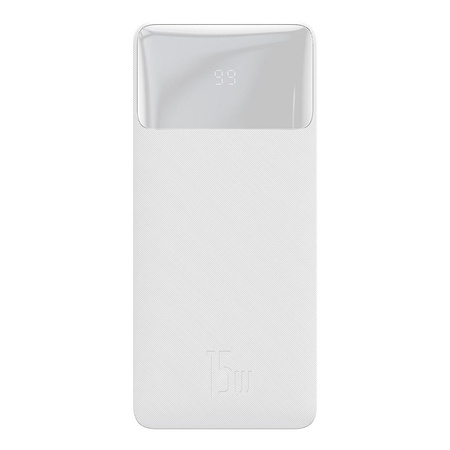 Baseus Bipow powerbank z wyświetlaczem 30000mAh 15W biały (Overseas Edition) + kabel USB-A - Micro USB 0.25m biały (PPBD050202)