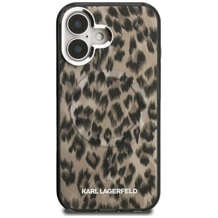 Karl Lagerfeld IML Leopard Pattern MagSafe Case for iPhone 16 - Brown