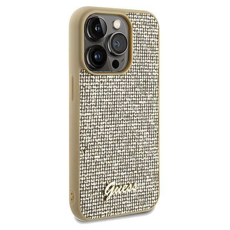 Oryginalne Etui GUESS Hardcase GUHCP14LPMSDGSD do iPhone 14 Pro (Disco Script Metal / złoty)