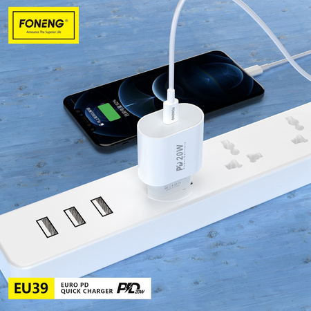 Foneng Ładowarka sieciowa EU39 - Typ C - PD 20W 3A biała