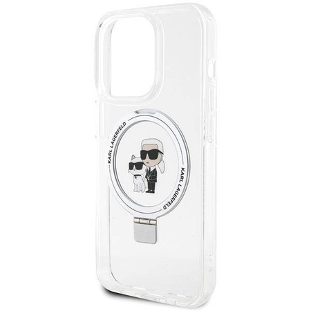 Etui Karl Lagerfeld Ring Stand Karl&Choupettte MagSafe do iPhone 14 Pro - białe