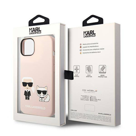 Original Case IPHONE 14 Karl Lagerfeld Hardcase Silicone Karl & Choupette Magsafe (KLHMP14SSSKCI) pink