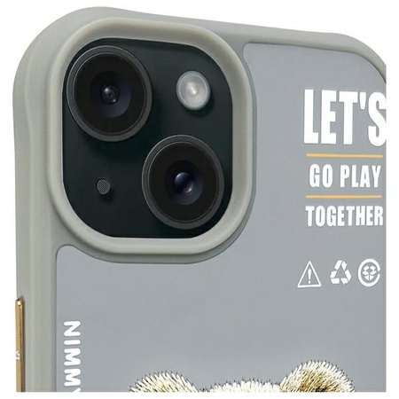 Nimmy etui iPhone 15 6.1" szary/gray      Cool&Cute 2.0 Bear