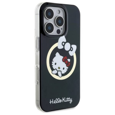 Original Handyhülle IPHONE 16 PRO Hello Kitty Hardcase IML Fun Bow MagSafe (HKHMP16LHFLBK) schwarz