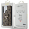 Etui Guess Grip Stand 4G Triangle Strass na Samsung Galaxy S24 Ultra - brązowe