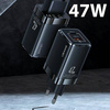 USAMS Ład. siec. T41 USB-C+USB GaN 47W PD+QC (only head) Fast Charging czarny/black CC137TC01 (US-CC137)