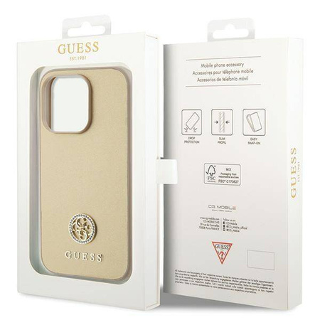 Guess GUHCP15XPS4DGPD iPhone 15 Pro Max 6,7" Gold/Gold Hardcase Strass Metall Logo