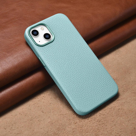 iCarer Case Leather genuine leather case for iPhone 14 Plus grün (WMI14220711-GN) (MagSafe compatible)