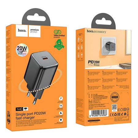 HOCO ładowarka sieciowa Typ C QC PD 20W N40 czarna