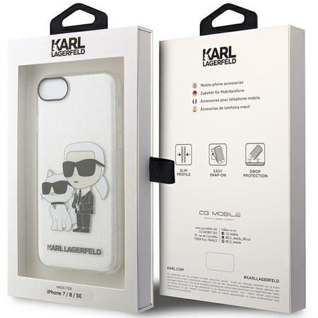 Karl Lagerfeld nakładka do iPhone 7 / 8 / SE KLHCI8HNKCTGT transparentne hardcase IML Glitter NFT Karl&Choupette