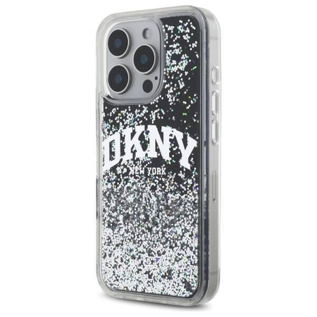Case IPHONE 16 PRO DKNY Hardcase Liquid Glitter Arch Logo (DKHCP16LLBNAEK) black